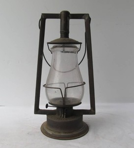 Antique C.T. HAM Lantern wEmbossed Glass Globe