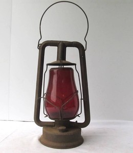 Antique DIETZ Lantern wOriginal Red Glass Globe