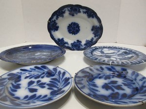 Group of Antique Flow Blue Porcelain #3