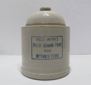 RED WING Stoneware Poultry Drinking Fount &amp Buttermilk Feeder