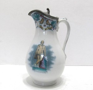 Early Antique Porcelain Pitcher w Shakespeare