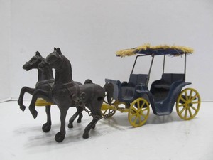 Original Antique STANLEY Cast Iron Horse Drawn Carriage Toy