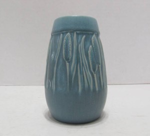 Antique Early 1900s ROOKWOOD Art Pottery Vase wCattails