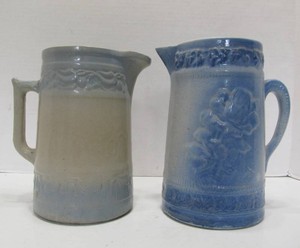 2 Antique Stoneware Pitchers