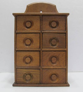 Lovely Primitive Antique 8-Drawer Kitchen Spice Cabinet