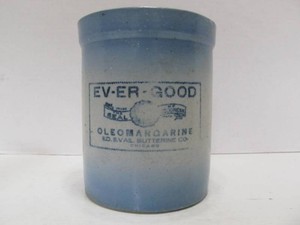 Antique Stoneware Advertising EV-ER-GOOD Butter  Margarine Jar - Ed S. Vail - Chicago