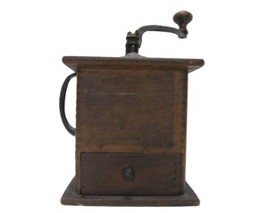 Antique Dovetailed Wood &amp Cast Iron Coffee Grinder