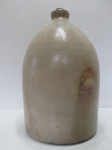 Early Antique Stoneware Jug - Marked Deland &amp Snow - 34 Elm St. Boston
