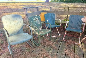 4 Vintage 1950s era Metal Porch Chairs