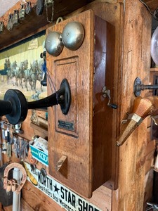Antique Oak Chicago Telephone Supply Company Wall Telephone Converted to Rotary Dial&nbsp