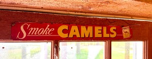 Vintage 1950s CAMEL Cigarettes Tin Litho Tacker Sign