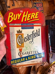 Vintage 1950s era CHESTERFIELD Cigarettes Double Sided Flange Sign