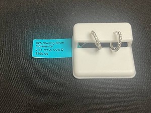 Moissanite Hoop Earrings - 925 Sterling Silver 0.31 CTW VS D - retail tag $199.99