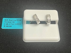 Sterling Silver Moissanite Hoop Earrings - 925 0.26 CTW VVS D - $199.99 retail tag