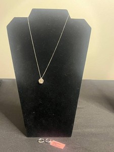 Sterling Silver Necklace & Earrings - 925 Lab-Grown Diamond Set - earrings retail tag $450