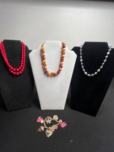 VTG Costume Jewelry Necklaces & Charm Bracelet Mixed Lot (Lot of 4)
