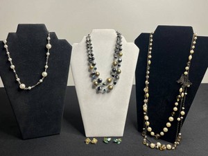 VTG Costume Jewelry - 3 Necklaces & 2 Earring Pairs (5-Piece Set)