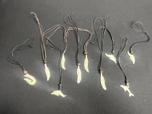 Carved Pendant Necklaces - Feather, Dolphin & Fish Mixed Lot