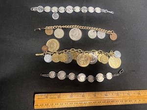 Coin Charm Bracelets - Vintage Mixed Lot (Lot of 4)