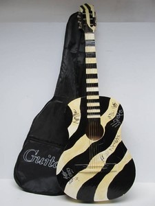 Zebra Painted Acoustic Guitar wAutographs&nbsp