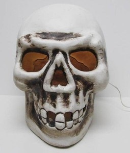 Large Vintage Lighted Skull Halloween Decoration