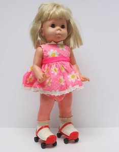 Vintage 1960s Mattel Baby First Step wOriginal Outfit &amp Roller Skates