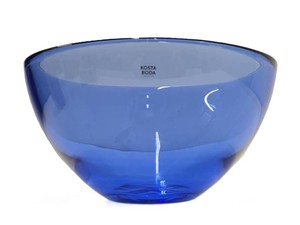 KOSTA BODA Sweden Blue Glass Centerpiece Bowl 8.5