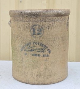 Antique 12 Gallon MACOMB Pottery Stoneware Crock