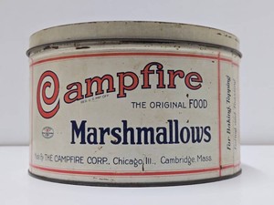 Original Antique CAMPFIRE Marshmallows Advertising Tin