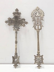 2 Antique Ethiopian Crosses - Each Approx 11.5 Tall