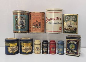Lot of Vintage 70s era Replicas of 1920s Advertising Tins&nbsp