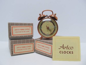 Lot of 3 Vintage NOS Artco Copper Alarm Clocks wOriginal Boxes