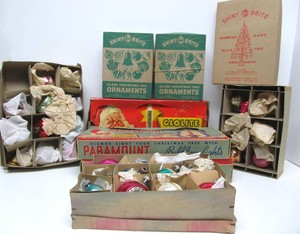 Excellent Large Estate Lot of Vintage Glass Christmas Ornaments - Most in Original Boxes
