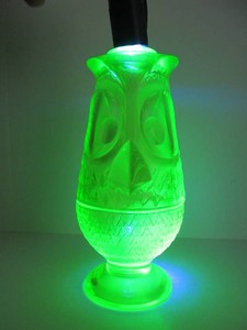 Awesome Vintage Green Vaseline Glass Owl Fairy Lamp