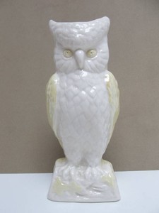 Signed Vintage BELLEEK Porcelain Owl Vase