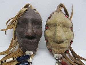 2 Small Vintage Leather Masks
