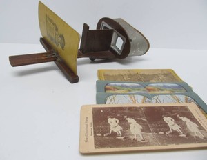Antique Stereoview Viewer &amp Some Cards