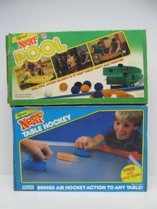 Vintage NERF Pool &amp NERF Table Hockey Games w Original Boxes - Both Complete