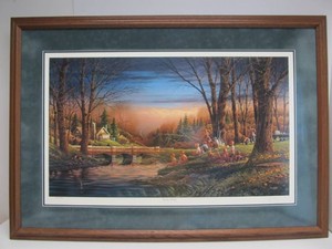 Excellent Large Framed Signed Numbered TERRY REDLIN Print - Spring Fishing