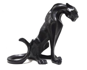 Great Looking Large Black Panther  Jaguar Sculpture