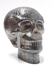 Silver Glass Skull Sculpture
