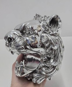 Very Cool Metallic Silver Lion Wall Sculpture