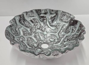 Very Cool Large Silver Art Glass Textured Sink Basin