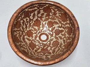 Beautiful Hand Hammered &amp Etched Copper Sink #1