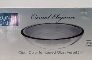 New in Box Clear Tempered Glass Vessel Sink