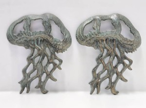 Pair of Cast Metal Jellyfish Wall Sculptures&nbsp