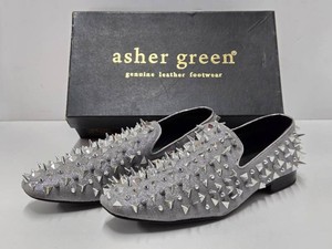 New or Like-New Asher Green Silver Genuine Suede Leather Spiked Mens Dress Shoes - Size 12