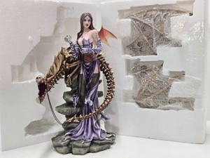 LARGE Mint in Box Fantasy Figure Statue - Fairy wWhite Dragon - 21 tall