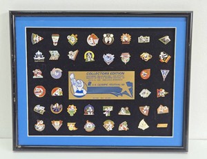 Framed 1990 Olympic Pin Collection