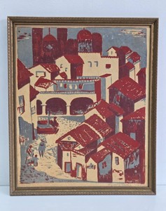 Mid Century 1960 Framed Signed Silkscreen - Taxco by Elizabeth Northrup
